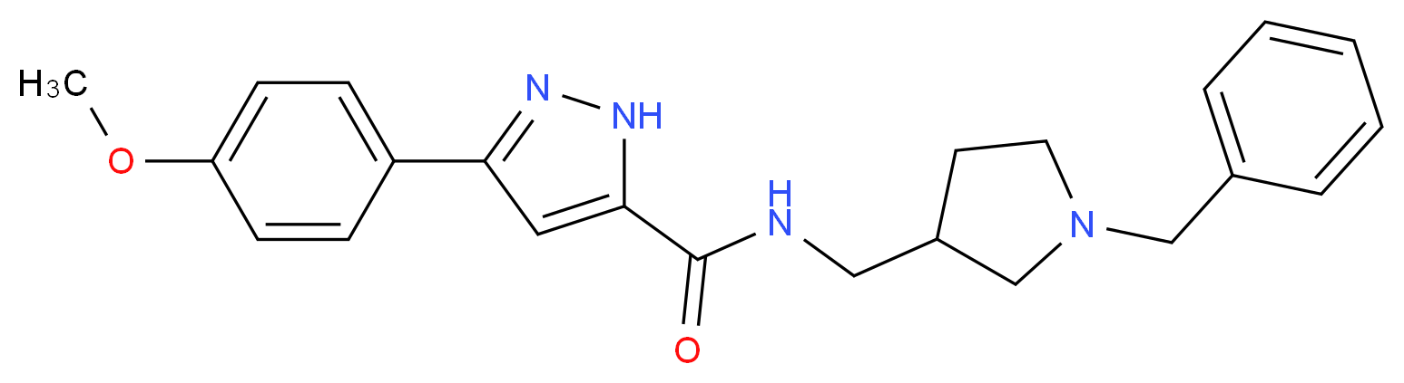 N-[(1-benzyl-3-pyrrolidinyl)methyl]-3-(4-methoxyphenyl)-1H-pyrazole-5-carboxamide_分子结构_CAS_)