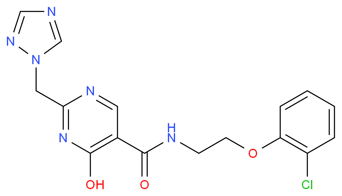 N-[2-(2-chlorophenoxy)ethyl]-4-hydroxy-2-(1H-1,2,4-triazol-1-ylmethyl)pyrimidine-5-carboxamide_分子结构_CAS_)