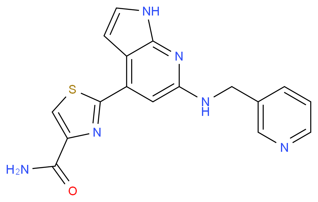 2-{6-[(3-pyridinylmethyl)amino]-1H-pyrrolo[2,3-b]pyridin-4-yl}-1,3-thiazole-4-carboxamide_分子结构_CAS_)
