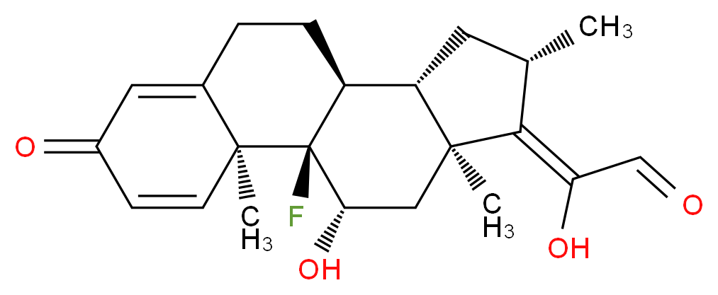 2-[(1R,2S,10S,11S,13S,14Z,15S,17S)-1-fluoro-17-hydroxy-2,13,15-trimethyl-5-oxotetracyclo[8.7.0.0<sup>2</sup>,<sup>7</sup>.0<sup>1</sup><sup>1</sup>,<sup>1</sup><sup>5</sup>]heptadeca-3,6-dien-14-ylidene]-2-hydroxyacetaldehyde_分子结构_CAS_6762-45-4