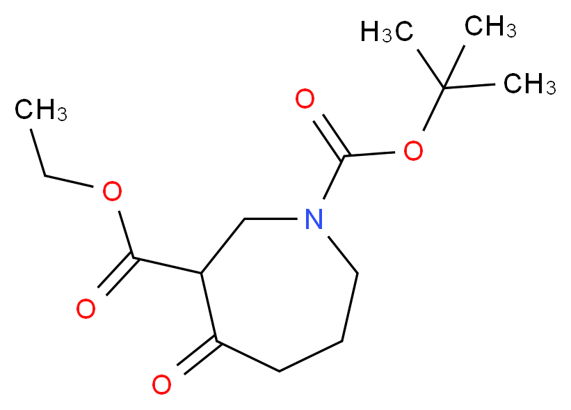 1-tert-butyl 3-ethyl 4-oxoazepane-1,3-dicarboxylate_分子结构_CAS_98977-37-8)