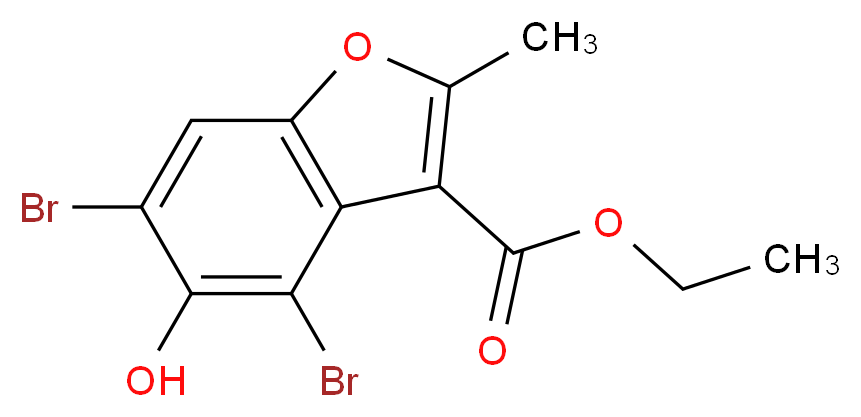 ethyl 4,6-dibromo-5-hydroxy-2-methyl-1-benzofuran-3-carboxylate_分子结构_CAS_7287-42-5