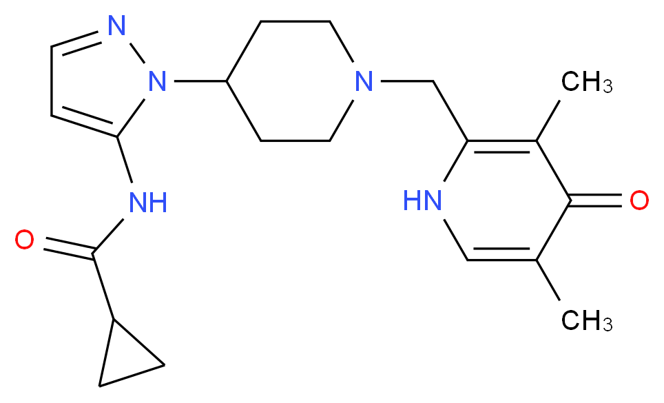 N-(1-{1-[(3,5-dimethyl-4-oxo-1,4-dihydropyridin-2-yl)methyl]piperidin-4-yl}-1H-pyrazol-5-yl)cyclopropanecarboxamide_分子结构_CAS_)