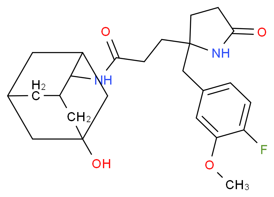 3-[2-(4-fluoro-3-methoxybenzyl)-5-oxo-2-pyrrolidinyl]-N-(5-hydroxy-2-adamantyl)propanamide_分子结构_CAS_)