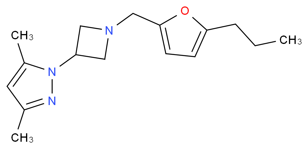 3,5-dimethyl-1-{1-[(5-propyl-2-furyl)methyl]azetidin-3-yl}-1H-pyrazole_分子结构_CAS_)