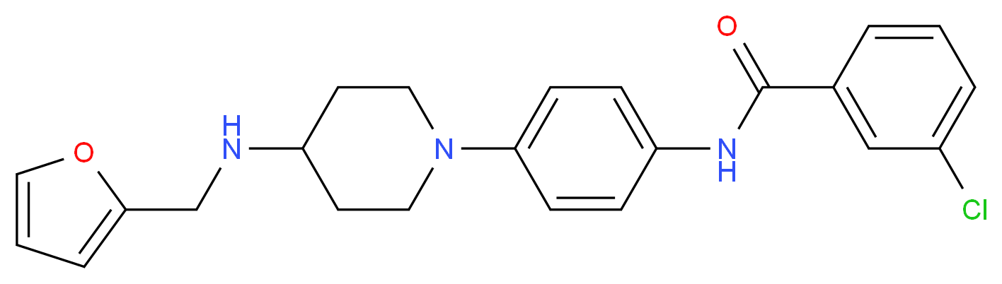 3-chloro-N-(4-{4-[(2-furylmethyl)amino]-1-piperidinyl}phenyl)benzamide_分子结构_CAS_)
