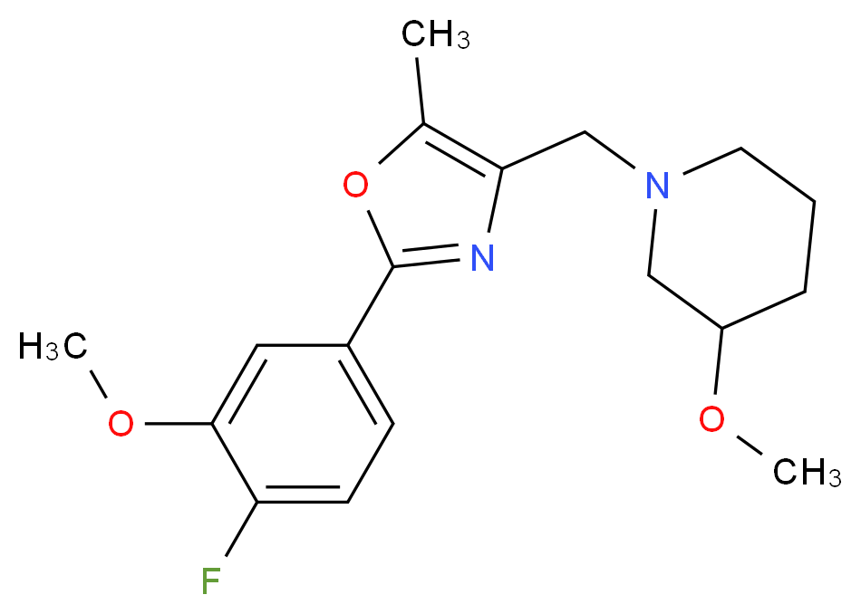 1-{[2-(4-fluoro-3-methoxyphenyl)-5-methyl-1,3-oxazol-4-yl]methyl}-3-methoxypiperidine_分子结构_CAS_)