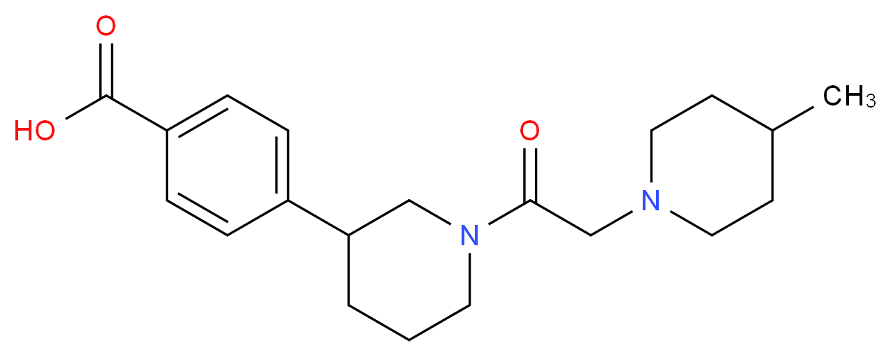 4-{1-[(4-methylpiperidin-1-yl)acetyl]piperidin-3-yl}benzoic acid_分子结构_CAS_)