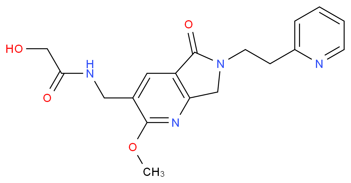 2-hydroxy-N-{[2-methoxy-5-oxo-6-(2-pyridin-2-ylethyl)-6,7-dihydro-5H-pyrrolo[3,4-b]pyridin-3-yl]methyl}acetamide_分子结构_CAS_)
