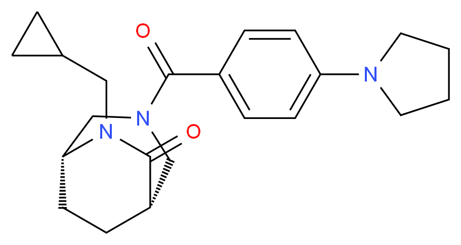 (1S*,5R*)-6-(cyclopropylmethyl)-3-[4-(1-pyrrolidinyl)benzoyl]-3,6-diazabicyclo[3.2.2]nonan-7-one_分子结构_CAS_)