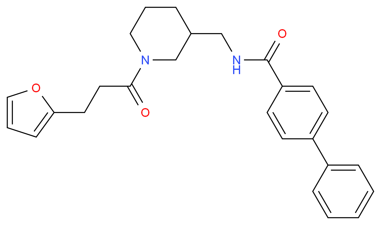 N-({1-[3-(2-furyl)propanoyl]-3-piperidinyl}methyl)-4-biphenylcarboxamide_分子结构_CAS_)