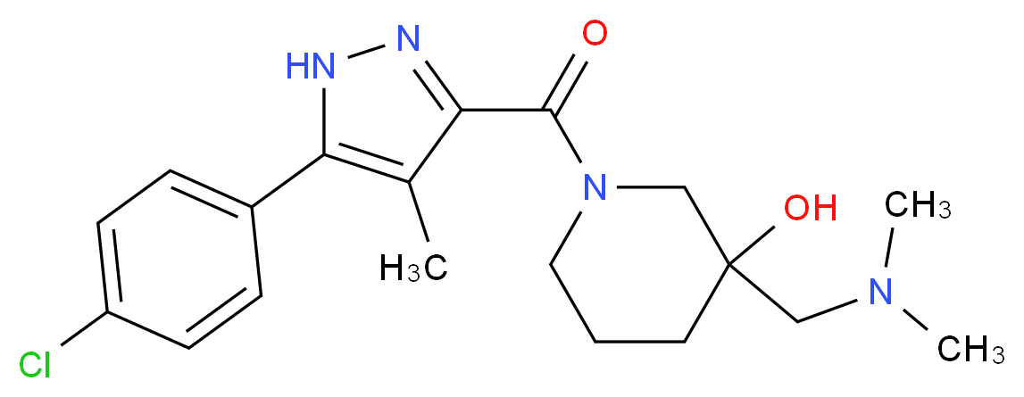 1-{[5-(4-chlorophenyl)-4-methyl-1H-pyrazol-3-yl]carbonyl}-3-[(dimethylamino)methyl]-3-piperidinol_分子结构_CAS_)