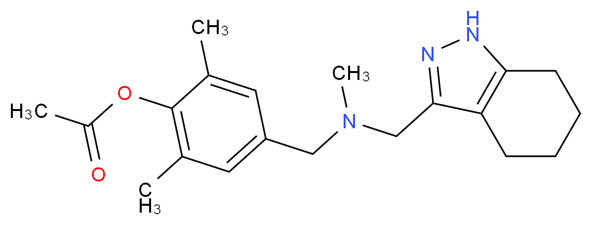 2,6-dimethyl-4-{[methyl(4,5,6,7-tetrahydro-1H-indazol-3-ylmethyl)amino]methyl}phenyl acetate_分子结构_CAS_)
