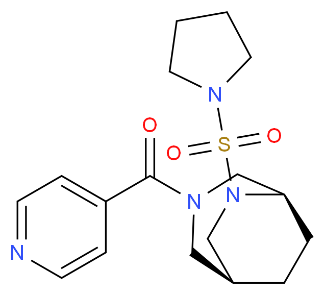 (1S*,5R*)-3-isonicotinoyl-6-(1-pyrrolidinylsulfonyl)-3,6-diazabicyclo[3.2.2]nonane_分子结构_CAS_)