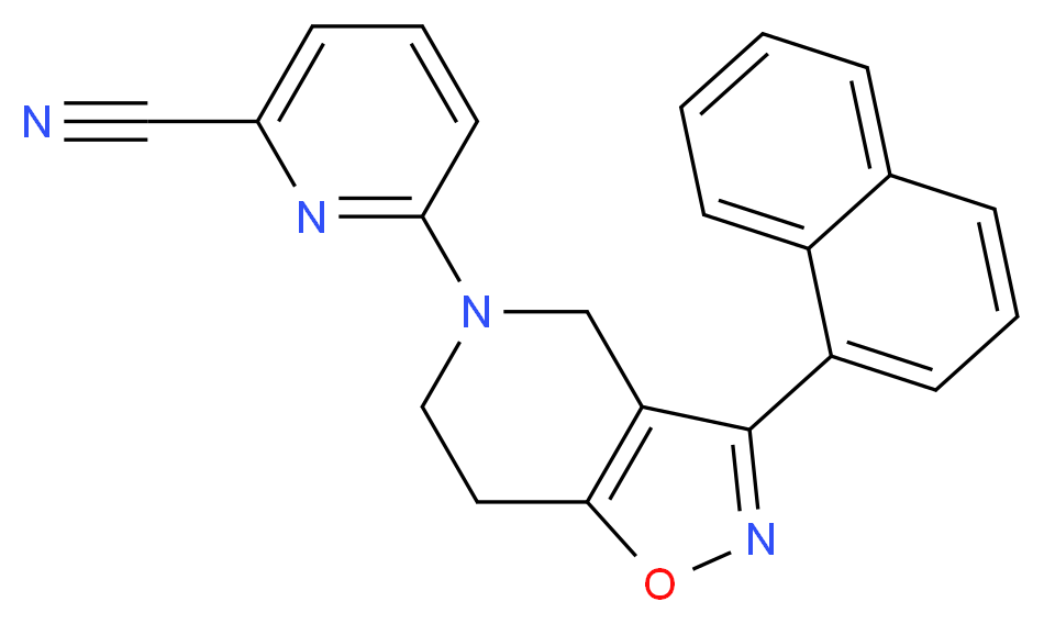 6-[3-(1-naphthyl)-6,7-dihydroisoxazolo[4,5-c]pyridin-5(4H)-yl]pyridine-2-carbonitrile_分子结构_CAS_)