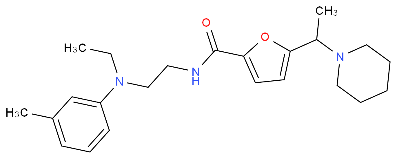 N-{2-[ethyl(3-methylphenyl)amino]ethyl}-5-(1-piperidin-1-ylethyl)-2-furamide_分子结构_CAS_)