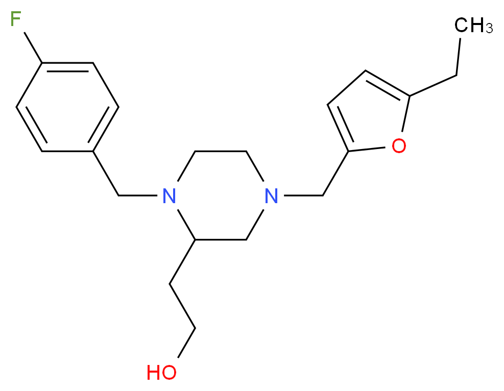 2-[4-[(5-ethyl-2-furyl)methyl]-1-(4-fluorobenzyl)-2-piperazinyl]ethanol_分子结构_CAS_)