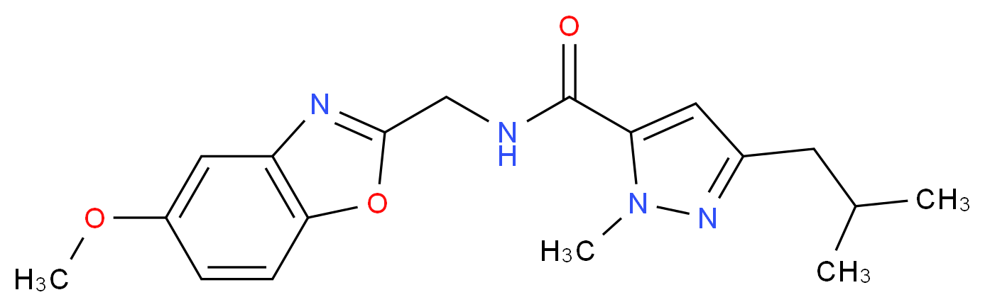 3-isobutyl-N-[(5-methoxy-1,3-benzoxazol-2-yl)methyl]-1-methyl-1H-pyrazole-5-carboxamide_分子结构_CAS_)