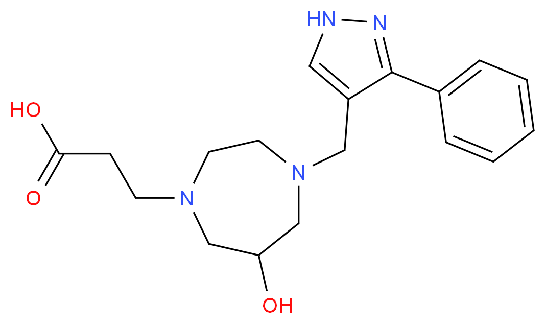 3-{6-hydroxy-4-[(3-phenyl-1H-pyrazol-4-yl)methyl]-1,4-diazepan-1-yl}propanoic acid_分子结构_CAS_)