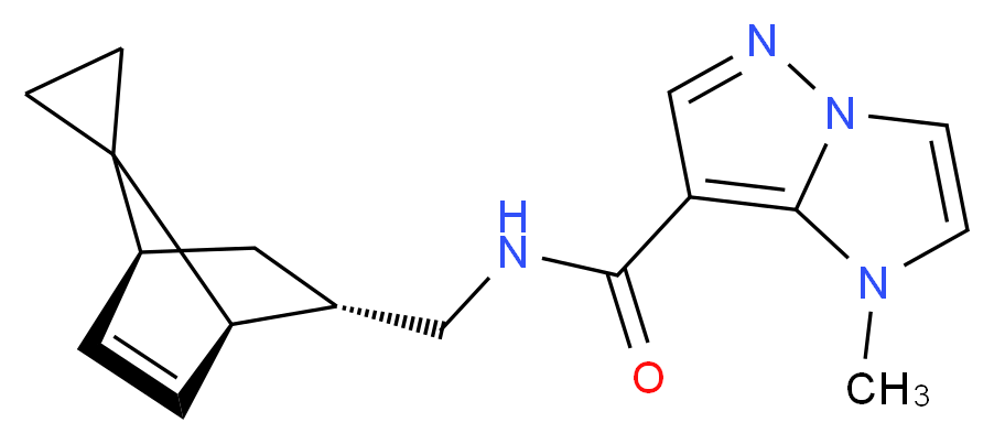 1-methyl-N-[(1R*,2S*,4S*)-spiro[bicyclo[2.2.1]heptane-7,1'-cyclopropane]-5-en-2-ylmethyl]-1H-imidazo[1,2-b]pyrazole-7-carboxamide_分子结构_CAS_)