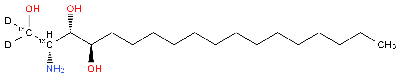 (2S,3R,4R)-2-amino(1,2-<sup>1</sup><sup>3</sup>C<sub>2</sub>,1,1-<sup>2</sup>H<sub>2</sub>)octadecane-1,3,4-triol_分子结构_CAS_237757-10-7