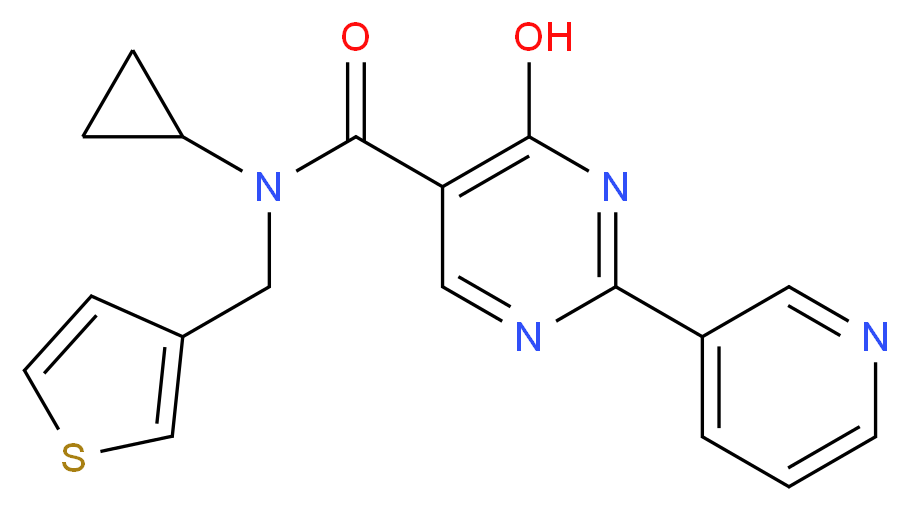 N-cyclopropyl-4-hydroxy-2-pyridin-3-yl-N-(3-thienylmethyl)pyrimidine-5-carboxamide_分子结构_CAS_)
