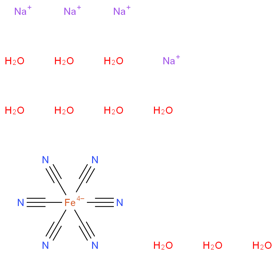 tetrasodium hexacyanoirontetrauide decahydrate_分子结构_CAS_14434-22-1