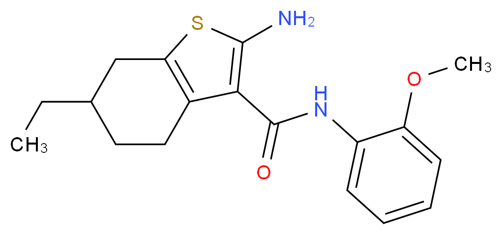 2-Amino-6-ethyl-N-(2-methoxyphenyl)-4,5,6,7-tetrahydro-1-benzothiophene-3-carboxamide_分子结构_CAS_)