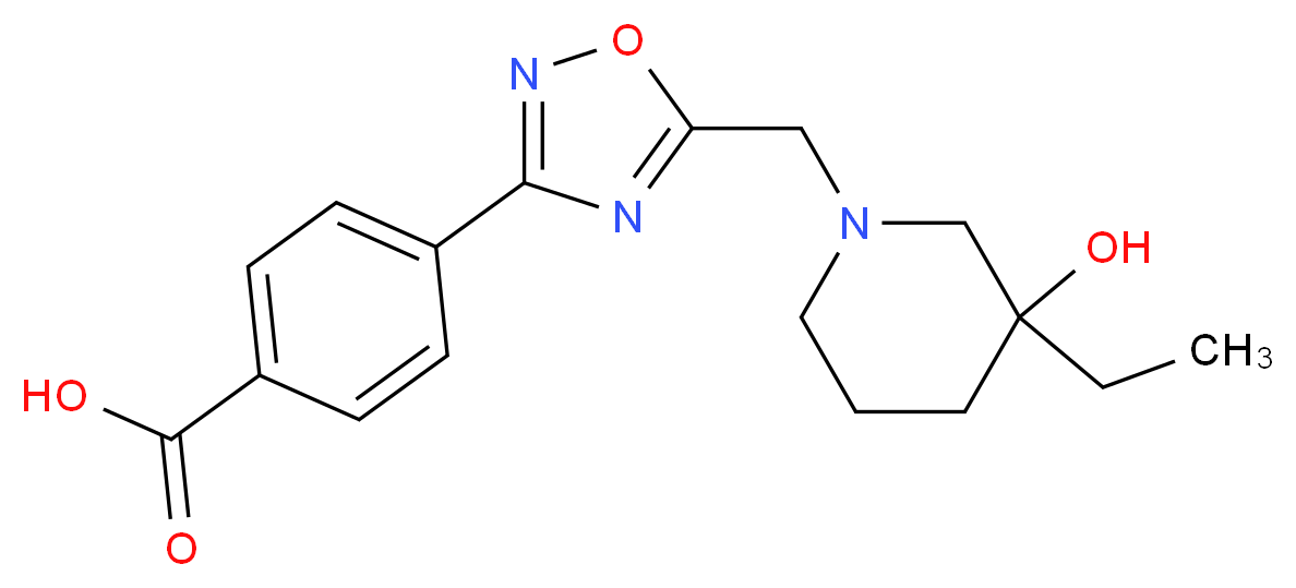 4-{5-[(3-ethyl-3-hydroxypiperidin-1-yl)methyl]-1,2,4-oxadiazol-3-yl}benzoic acid_分子结构_CAS_)