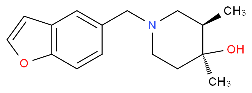 (3R*,4S*)-1-(1-benzofuran-5-ylmethyl)-3,4-dimethylpiperidin-4-ol_分子结构_CAS_)