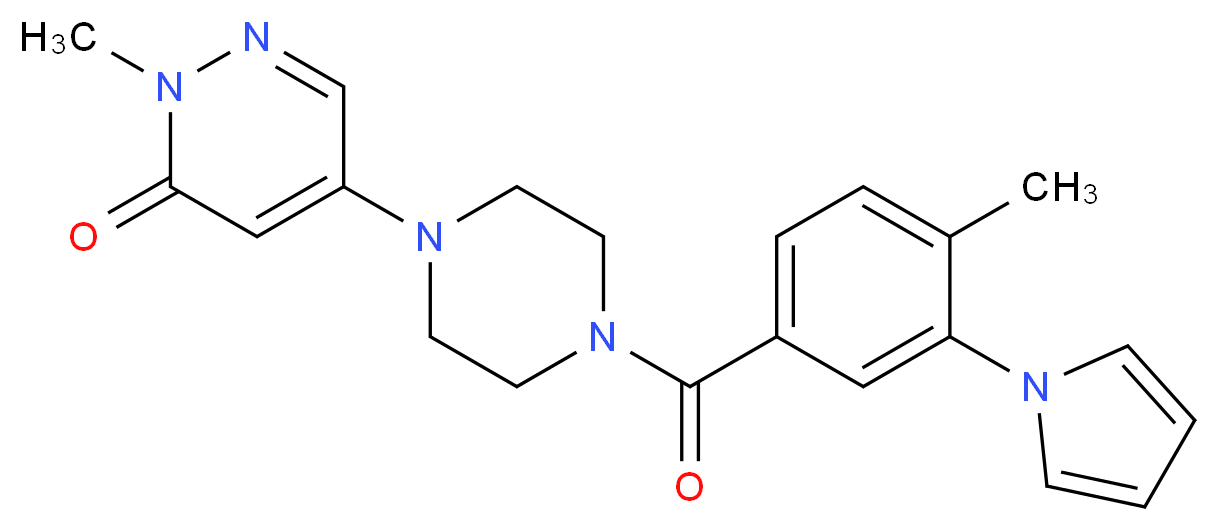 2-methyl-5-{4-[4-methyl-3-(1H-pyrrol-1-yl)benzoyl]-1-piperazinyl}-3(2H)-pyridazinone_分子结构_CAS_)