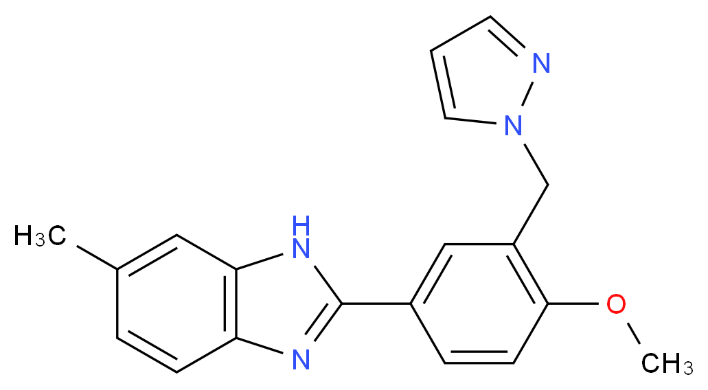 2-[4-methoxy-3-(1H-pyrazol-1-ylmethyl)phenyl]-6-methyl-1H-benzimidazole_分子结构_CAS_)