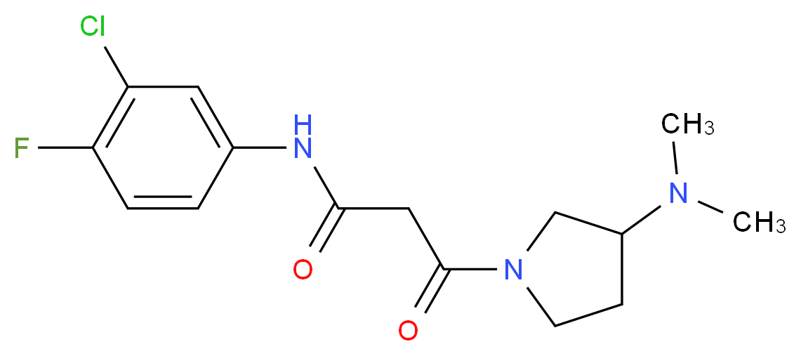 N-(3-chloro-4-fluorophenyl)-3-[3-(dimethylamino)pyrrolidin-1-yl]-3-oxopropanamide_分子结构_CAS_)