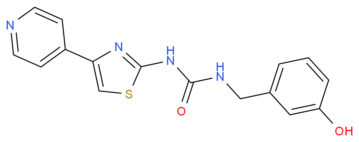 1-[(3-hydroxyphenyl)methyl]-3-[4-(pyridin-4-yl)-1,3-thiazol-2-yl]urea_分子结构_CAS_1342278-01-6