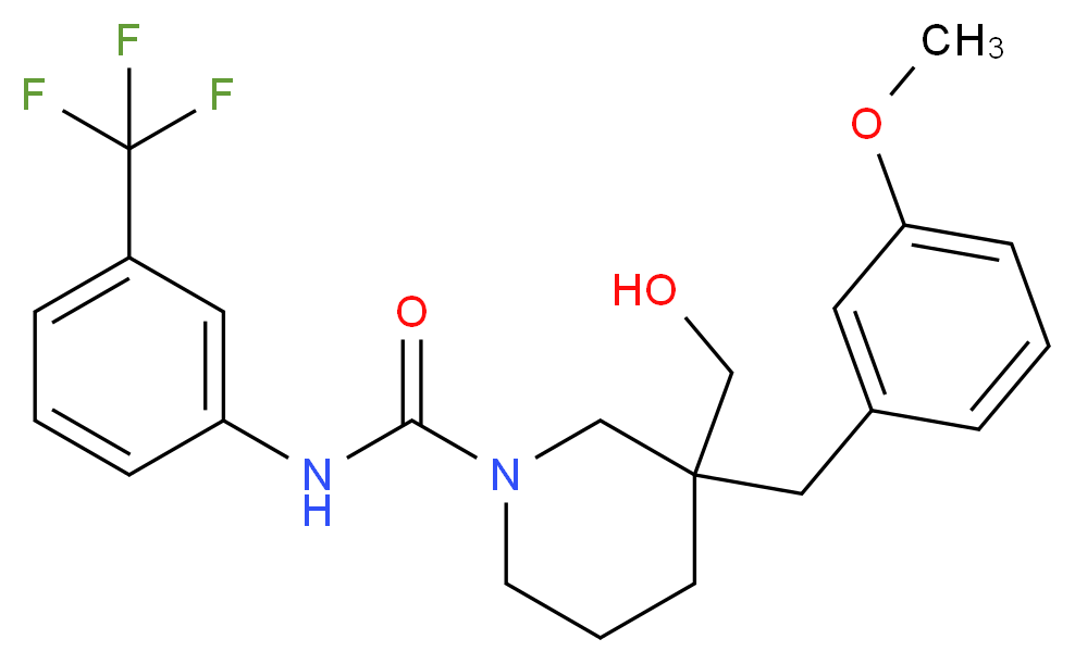 3-(hydroxymethyl)-3-(3-methoxybenzyl)-N-[3-(trifluoromethyl)phenyl]-1-piperidinecarboxamide_分子结构_CAS_)