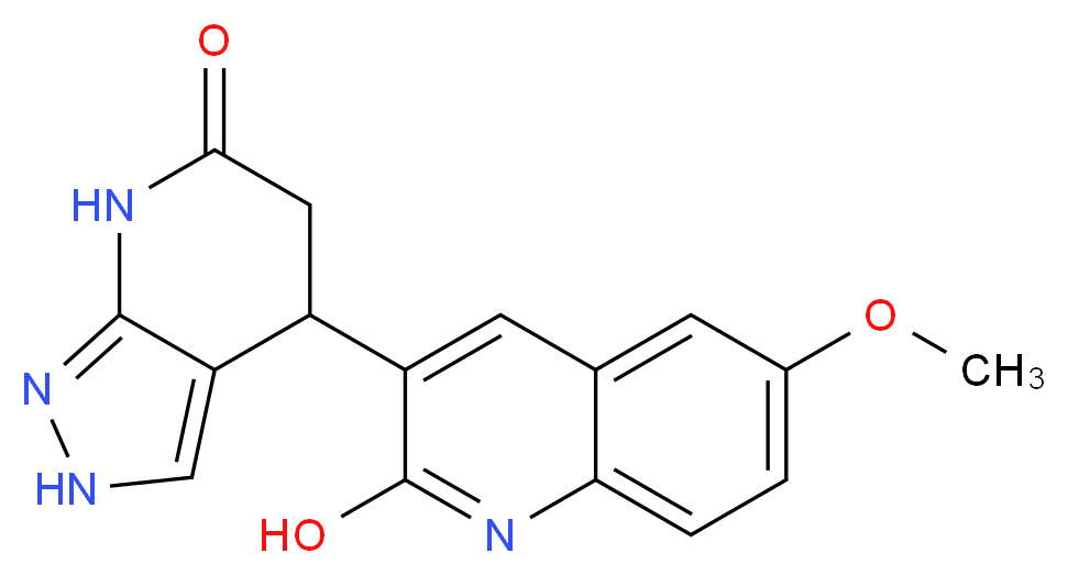 4-(2-hydroxy-6-methoxyquinolin-3-yl)-2,4,5,7-tetrahydro-6H-pyrazolo[3,4-b]pyridin-6-one_分子结构_CAS_)