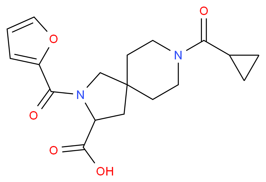 8-(cyclopropylcarbonyl)-2-(2-furoyl)-2,8-diazaspiro[4.5]decane-3-carboxylic acid_分子结构_CAS_)