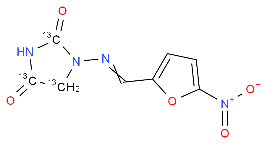 1-{[(5-nitrofuran-2-yl)methylidene]amino}(2,4,5-<sup>1</sup><sup>3</sup>C<sub>3</sub>)imidazolidine-2,4-dione_分子结构_CAS_1217226-46-4