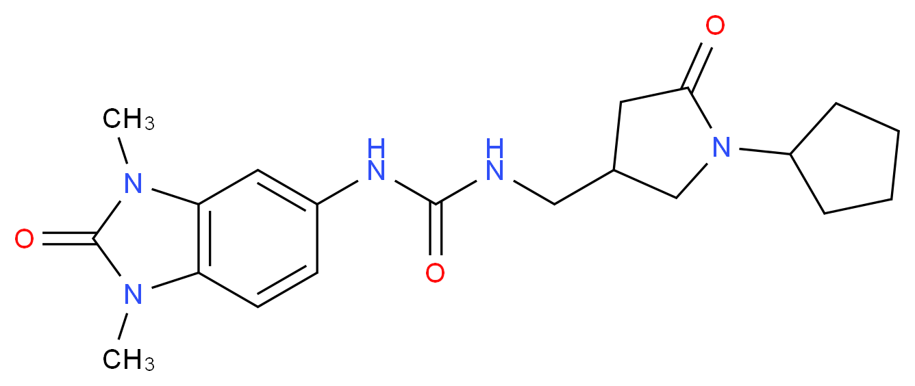 N-[(1-cyclopentyl-5-oxopyrrolidin-3-yl)methyl]-N'-(1,3-dimethyl-2-oxo-2,3-dihydro-1H-benzimidazol-5-yl)urea_分子结构_CAS_)