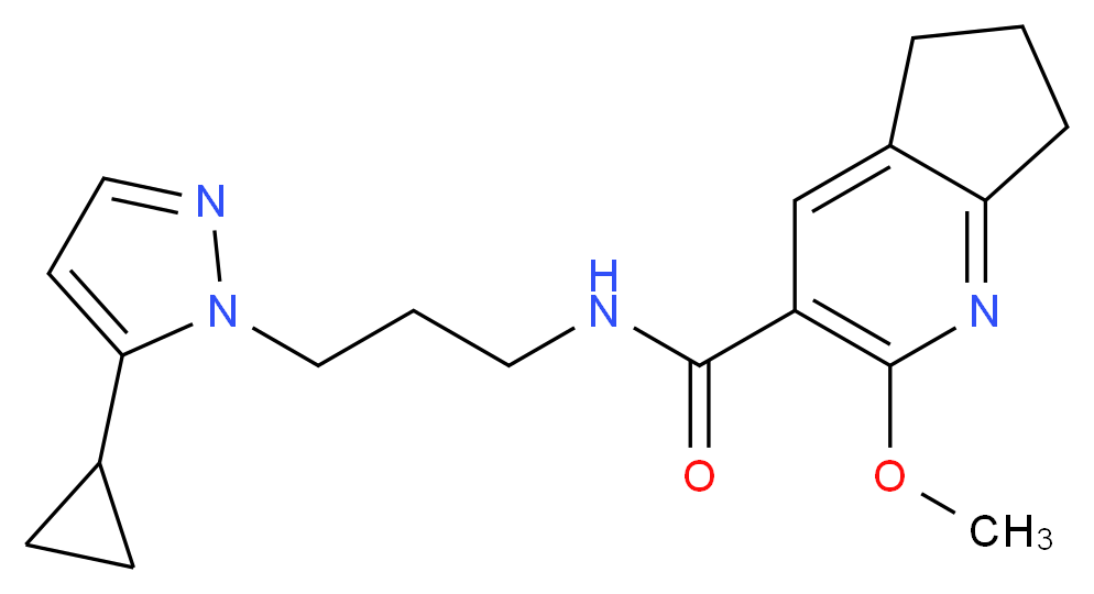 N-[3-(5-cyclopropyl-1H-pyrazol-1-yl)propyl]-2-methoxy-6,7-dihydro-5H-cyclopenta[b]pyridine-3-carboxamide_分子结构_CAS_)
