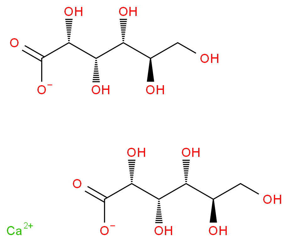 calcium bis((2R,3S,4R,5R)-2,3,4,5,6-pentahydroxyhexanoate)_分子结构_CAS_299-28-5
