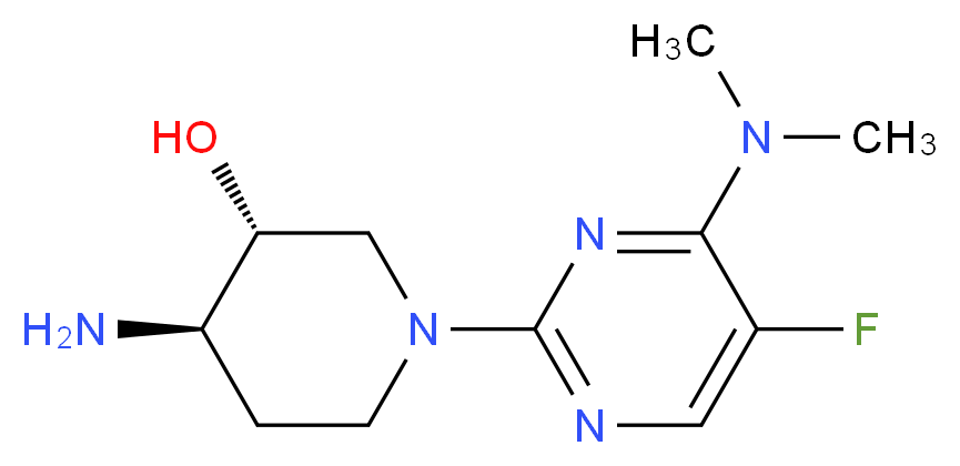 (3R*,4R*)-4-amino-1-[4-(dimethylamino)-5-fluoropyrimidin-2-yl]piperidin-3-ol_分子结构_CAS_)
