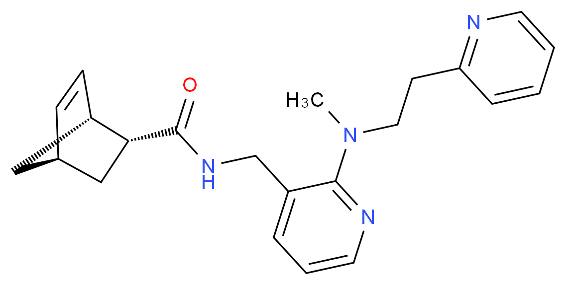 (1R*,2R*,4R*)-N-[(2-{methyl[2-(2-pyridinyl)ethyl]amino}-3-pyridinyl)methyl]bicyclo[2.2.1]hept-5-ene-2-carboxamide_分子结构_CAS_)