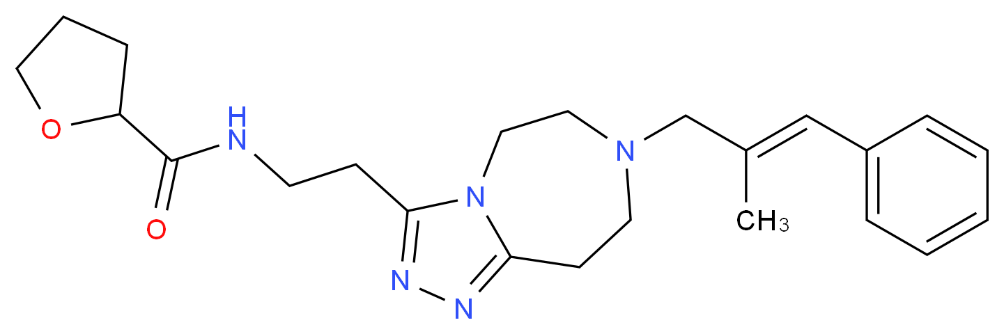 N-(2-{7-[(2E)-2-methyl-3-phenyl-2-propen-1-yl]-6,7,8,9-tetrahydro-5H-[1,2,4]triazolo[4,3-d][1,4]diazepin-3-yl}ethyl)tetrahydro-2-furancarboxamide_分子结构_CAS_)