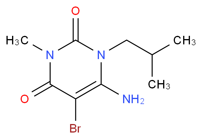 6-Amino-5-bromo-1-isobutyl-3-methyl-1H-pyrimidine-2,4-dione_分子结构_CAS_58481-38-2)