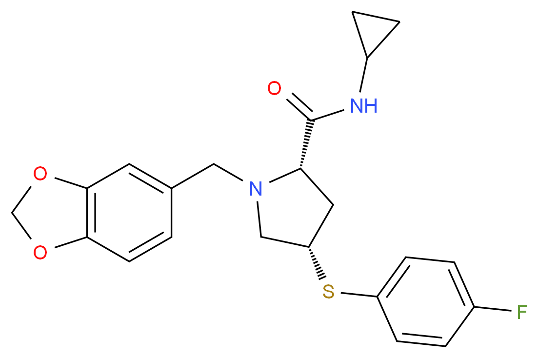 (4S)-1-(1,3-benzodioxol-5-ylmethyl)-N-cyclopropyl-4-[(4-fluorophenyl)thio]-L-prolinamide_分子结构_CAS_)