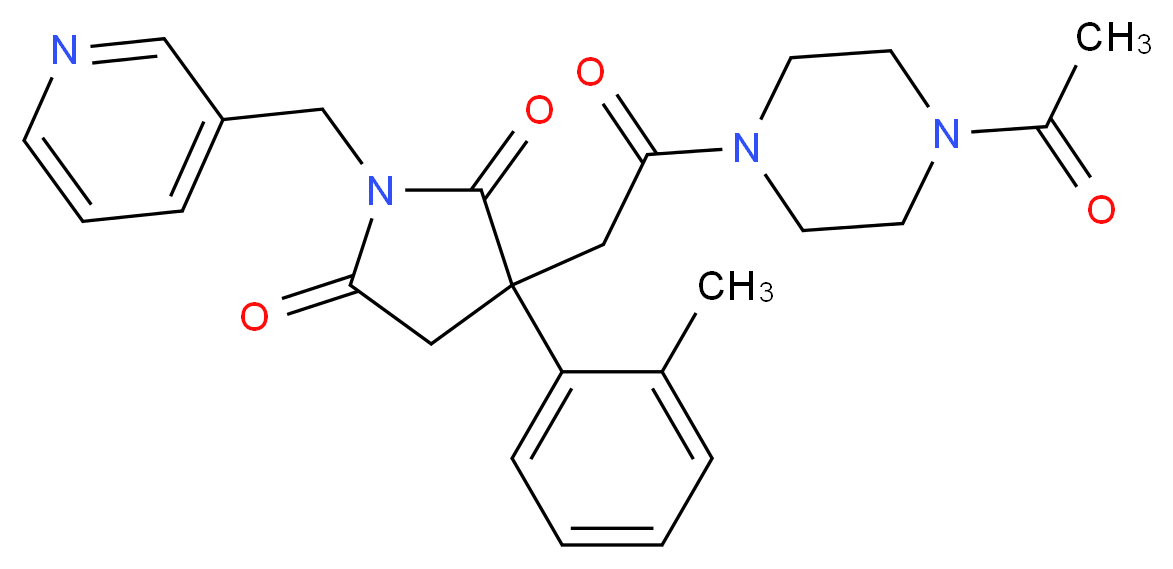 3-[2-(4-acetyl-1-piperazinyl)-2-oxoethyl]-3-(2-methylphenyl)-1-(3-pyridinylmethyl)-2,5-pyrrolidinedione_分子结构_CAS_)