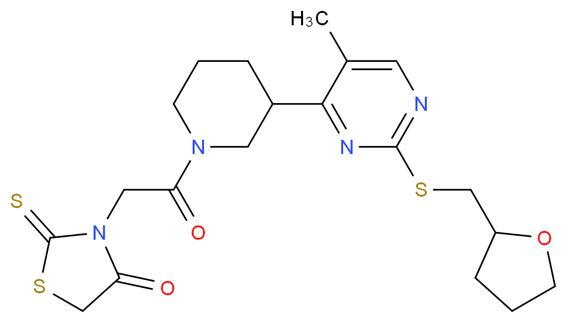 3-[2-(3-{5-methyl-2-[(tetrahydro-2-furanylmethyl)thio]-4-pyrimidinyl}-1-piperidinyl)-2-oxoethyl]-2-thioxo-1,3-thiazolidin-4-one_分子结构_CAS_)