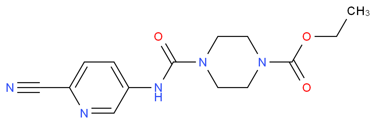 ethyl 4-{[(6-cyanopyridin-3-yl)amino]carbonyl}piperazine-1-carboxylate_分子结构_CAS_)