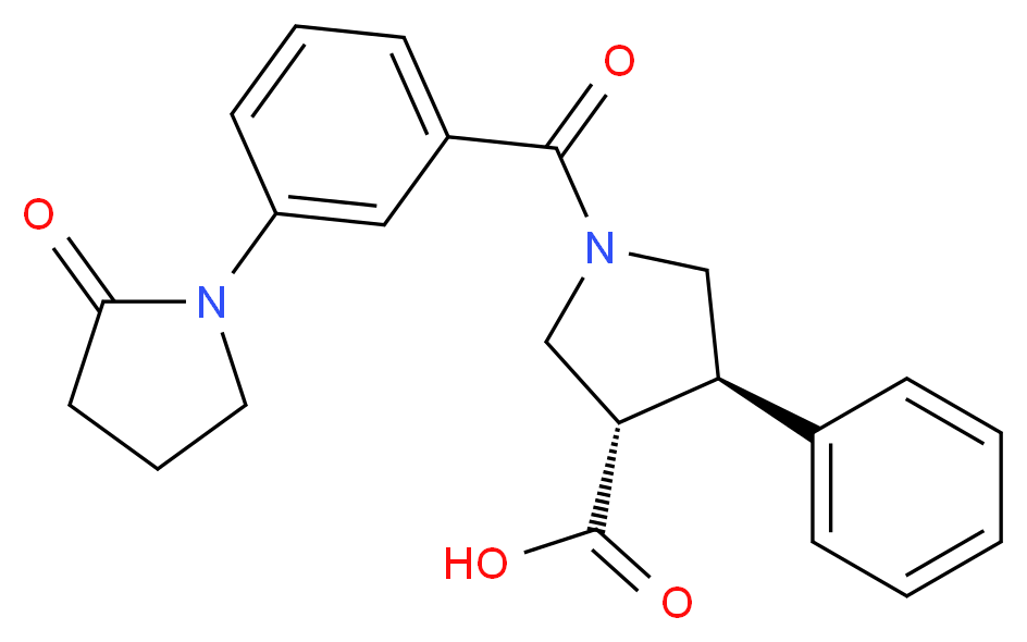 (3S*,4R*)-1-[3-(2-oxopyrrolidin-1-yl)benzoyl]-4-phenylpyrrolidine-3-carboxylic acid_分子结构_CAS_)